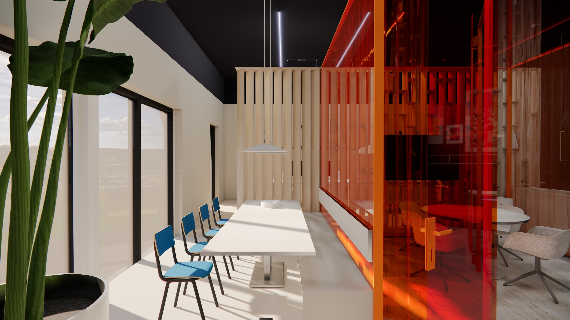 Render Qseals tafel met eetbank